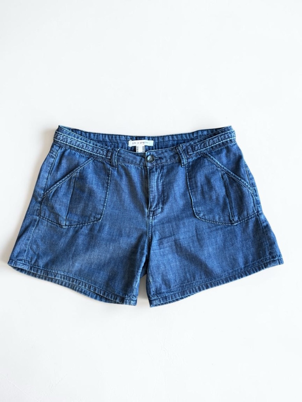 Life in Progress Denim Shorts Blue Cotton Flat Front Pocket Casual Summer Sz 28